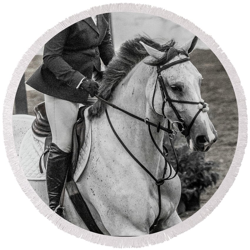 Horse Round Beach Towel featuring the photograph Entry Circle Show Jumping by Betsy Knapp