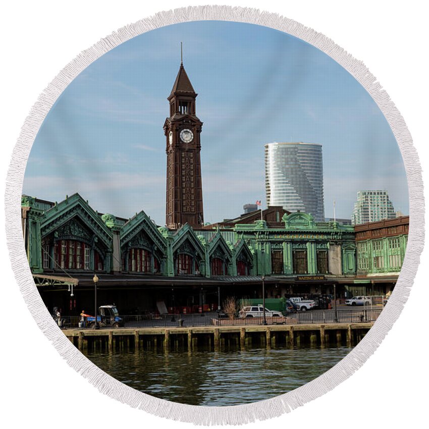 Erie Lackawanna Round Beach Towel featuring the photograph Erie Lackawanna Tain and Ferry Station Built 1907 by Sam Rino