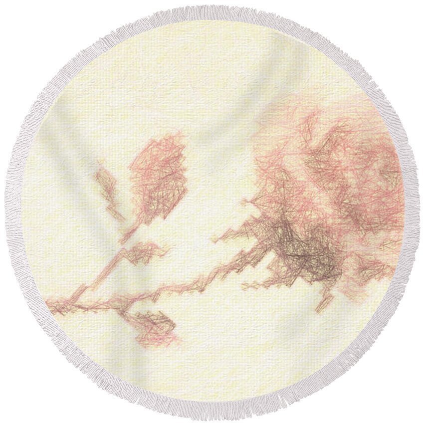 Artistic Round Beach Towel featuring the photograph Etched red Rose by Linda Phelps