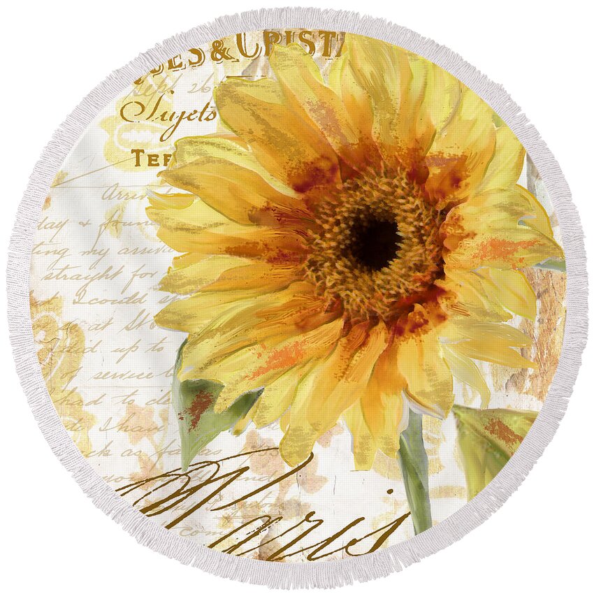 Sunflower Round Beach Towel featuring the painting Ete II by Mindy Sommers