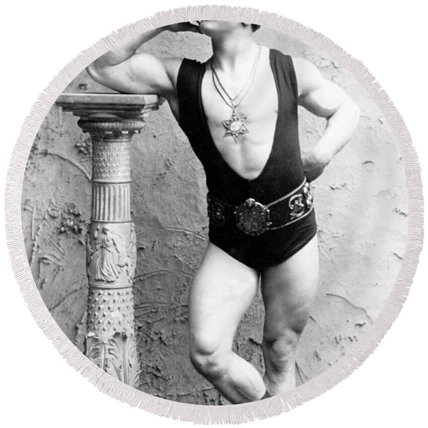 Erotica Round Beach Towel featuring the photograph Eugen Sandow, Father Of Modern by Science Source