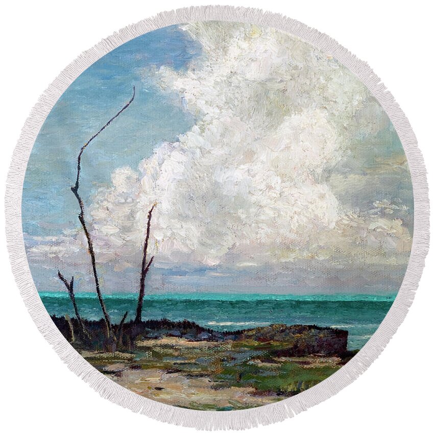 Evening Cloud Round Beach Towel featuring the painting Evening Cloud by Ritchie Eyma