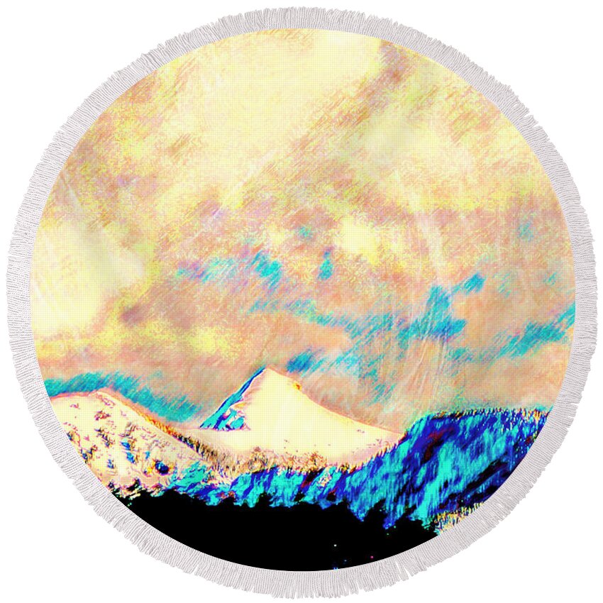 Mountain Round Beach Towel featuring the photograph Evening Clouds Dispersing Over Sheep's Head Peak by Anastasia Savage Ealy