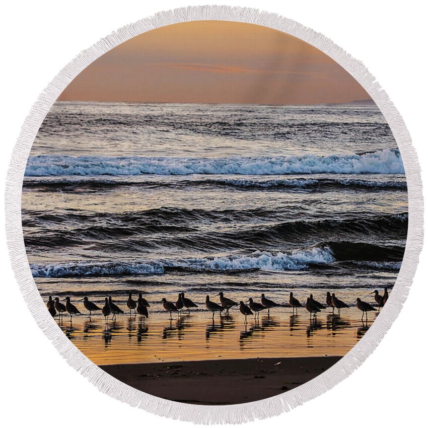 California Central Coast Round Beach Towel featuring the photograph Evening Stroll by Bill Roberts