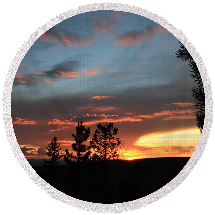 Wyoming Round Beach Towel featuring the photograph Evening View by Edward R Wisell