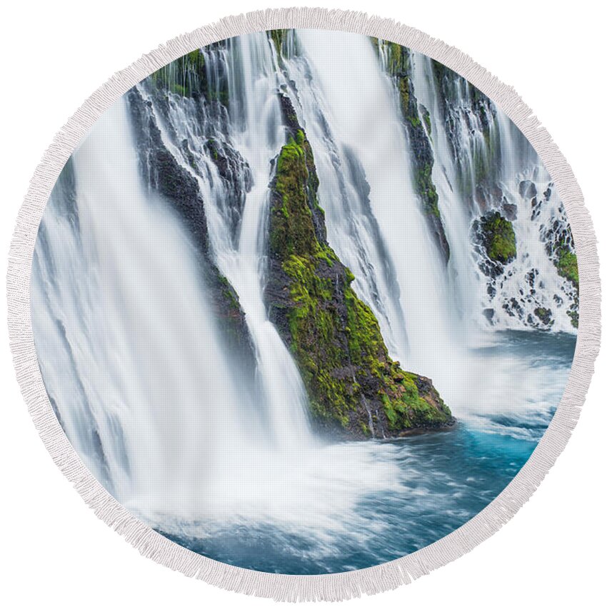 Macarthur-burney Falls Round Beach Towel featuring the photograph Ever Flowing by Greg Nyquist