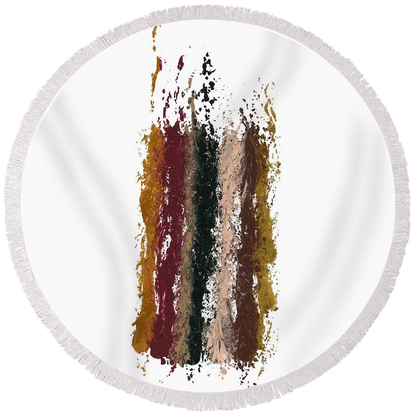Lori Kingston Round Beach Towel featuring the painting Exclamations 1 by Lori Kingston