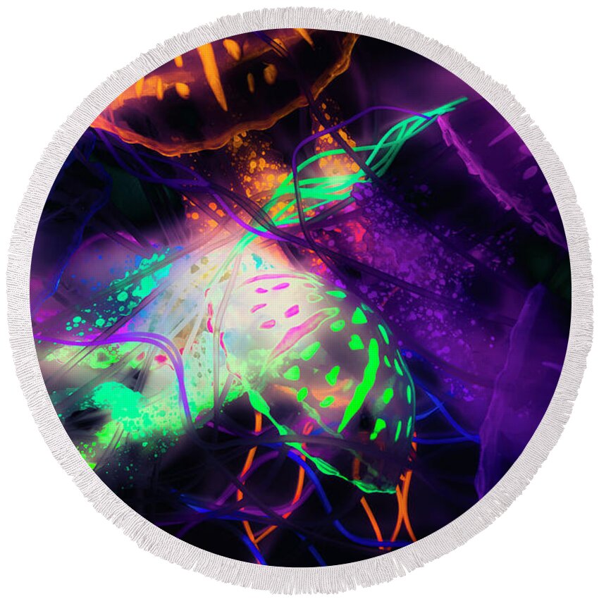 Jellyfish Round Beach Towel featuring the photograph Exotic rainbows by Jorgo Photography