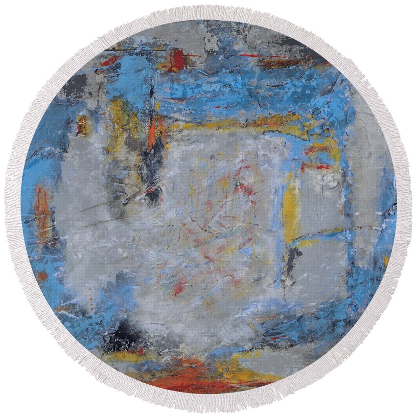 Acrylic Round Beach Towel featuring the painting Exploration by Jim Benest