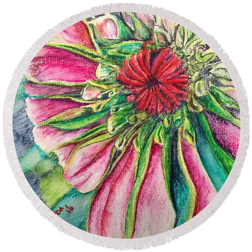 Macro Round Beach Towel featuring the drawing Eye of Zen by Vonda Lawson-Rosa
