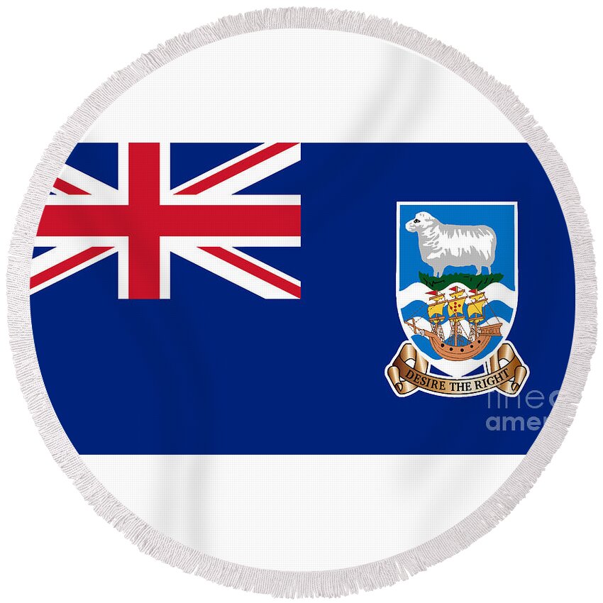 Falkland Islands Round Beach Towel featuring the digital art Falkland Islands Flag by Bigalbaloo Stock