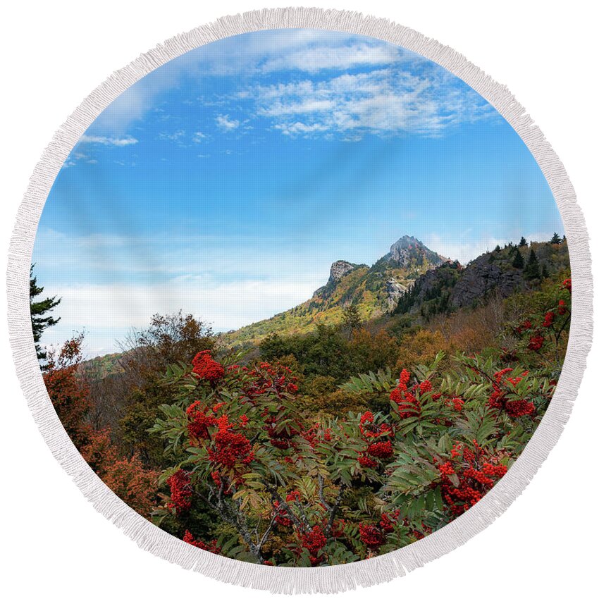 Fall Round Beach Towel featuring the photograph Fall At Grandfather Mountain by Steve Hurt