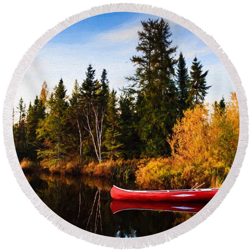 Minnesota Round Beach Towel featuring the photograph Fall at the Lake by Lori Dobbs