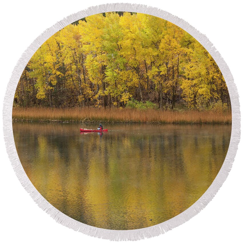 Fall Round Beach Towel featuring the photograph Fall Fishing by Duncan Selby