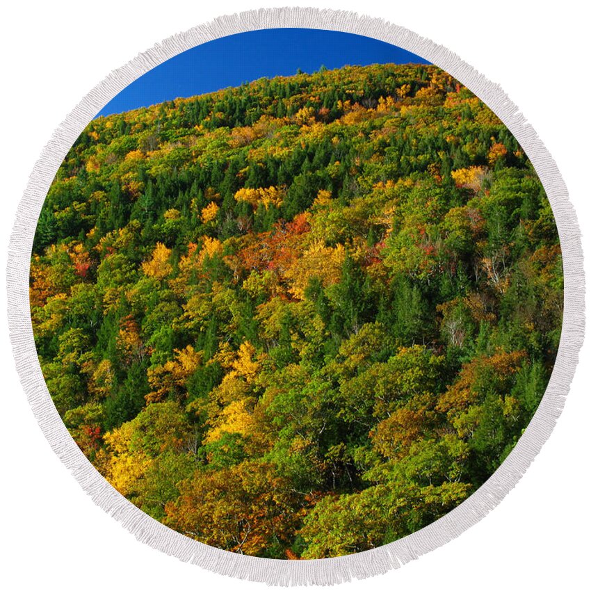 Landscape Round Beach Towel featuring the photograph Fall Foliage Photography by Juergen Roth