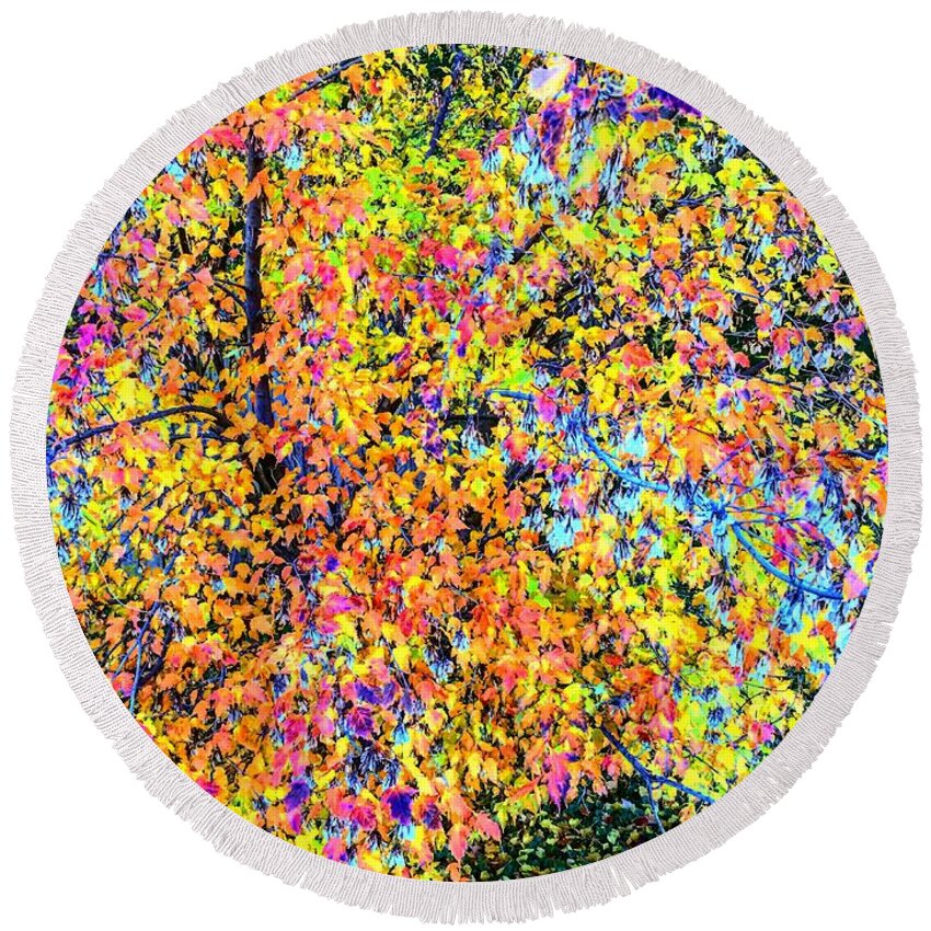 Leawood Round Beach Towel featuring the photograph Fall Impressionism by Michael Oceanofwisdom Bidwell