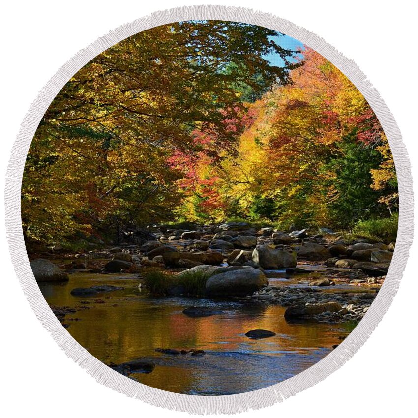 New Hampshire Round Beach Towel featuring the photograph Fall in New Hampshire by Steve Brown