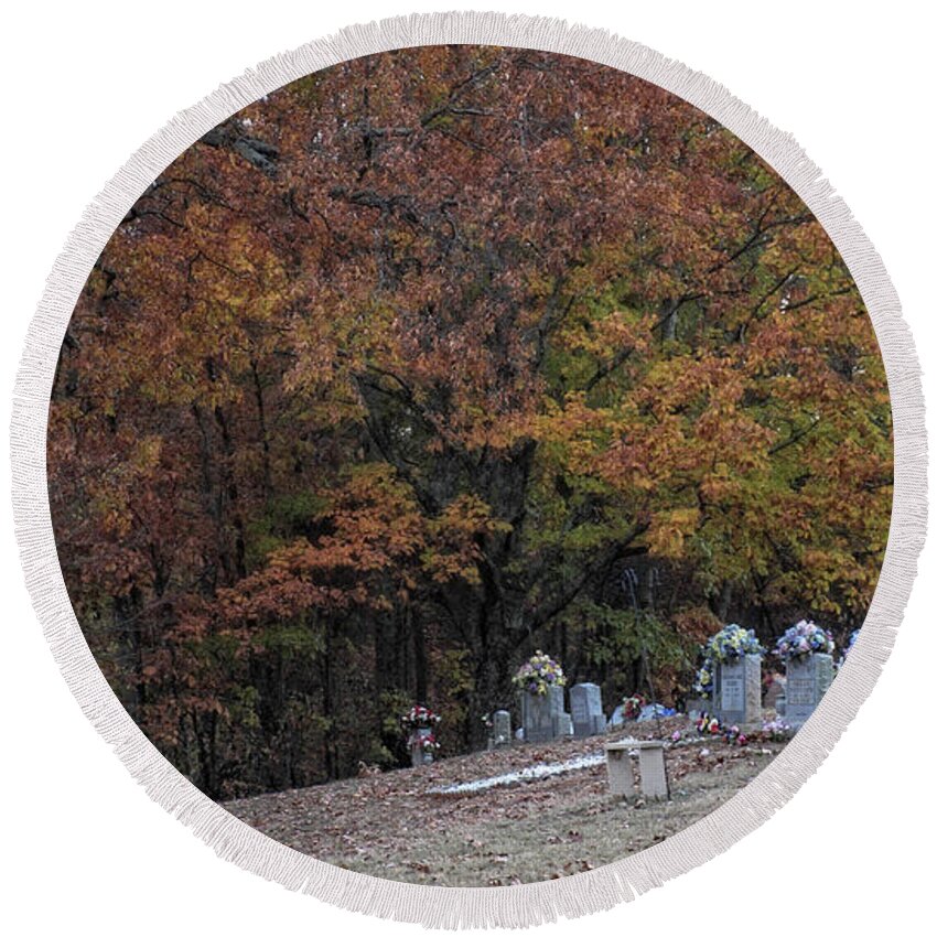 Cemetery Round Beach Towel featuring the photograph Fall in the Cemetery by George Taylor