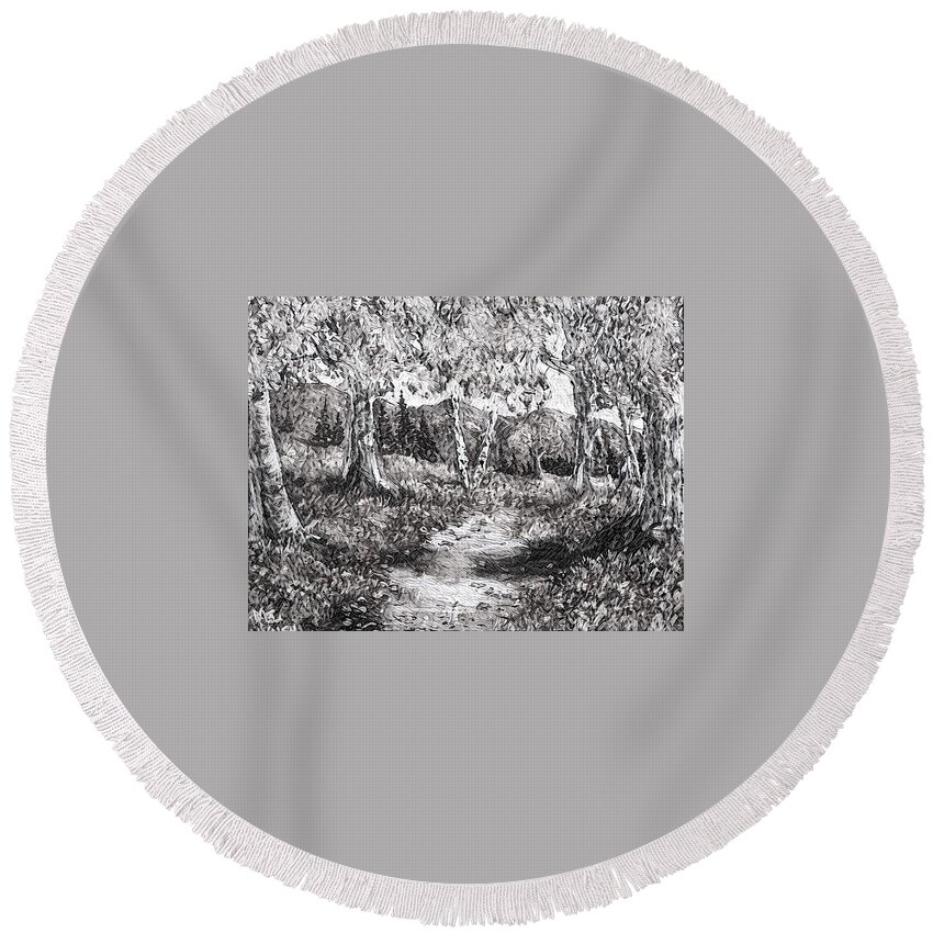 Landscapes Round Beach Towel featuring the painting Fall by Megan Walsh