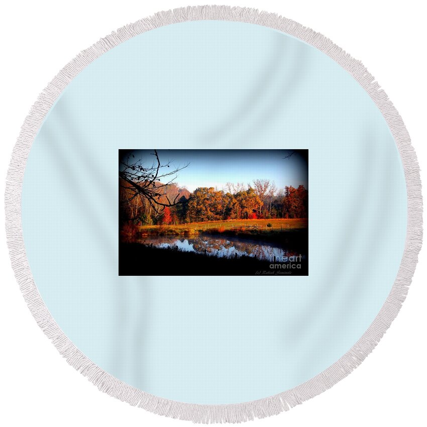 Fall Round Beach Towel featuring the photograph Fall by Rabiah Seminole