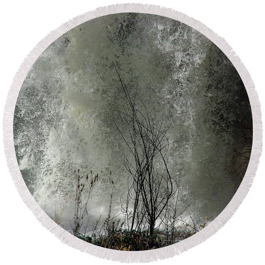 Photograph Round Beach Towel featuring the photograph Falling Waters by Vicki Pelham