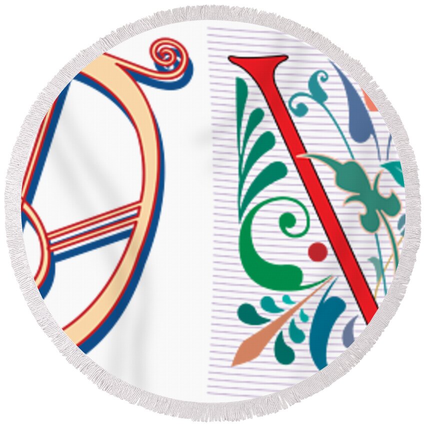 Love Round Beach Towel featuring the digital art Fancy Love Banner by Kathy Anselmo