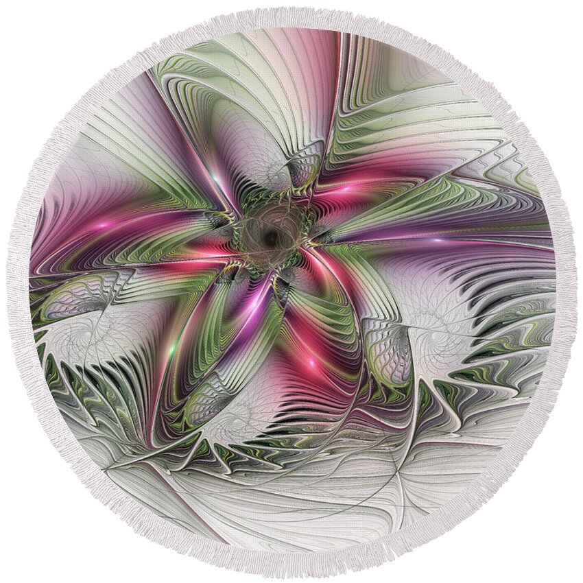 Abstract Round Beach Towel featuring the digital art Fantasy Abstract by Gabiw Art