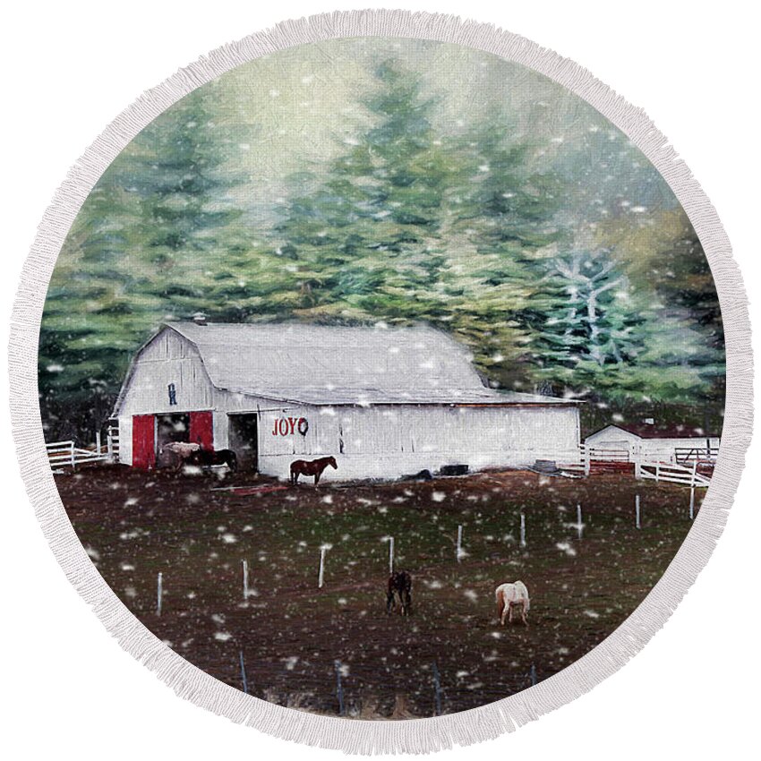 Barn Round Beach Towel featuring the photograph Farm Life by Darren Fisher