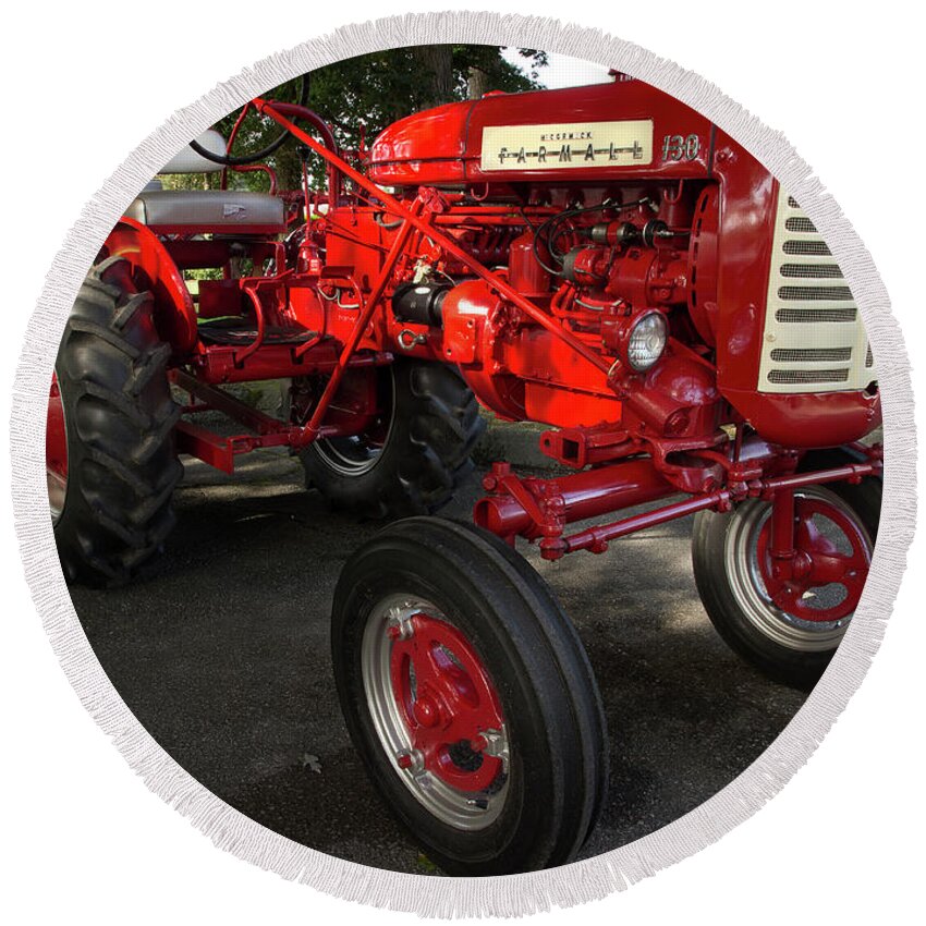 Tractor Round Beach Towel featuring the photograph Farmall 130 by Mike Eingle
