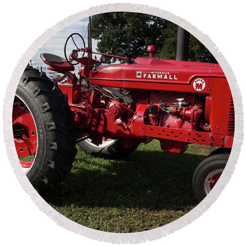 Tractor Round Beach Towel featuring the photograph Farmall Super M by Mike Eingle
