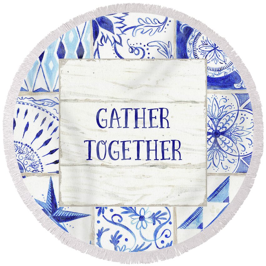 https://render.fineartamerica.com/images/rendered/default/flat/round-beach-towel/images/artworkimages/medium/1/farmhouse-blue-and-white-tile-2-gather-together-audrey-jeanne-roberts.jpg?&targetx=0&targety=0&imagewidth=788&imageheight=788&modelwidth=788&modelheight=788&backgroundcolor=9AABDE&orientation=0