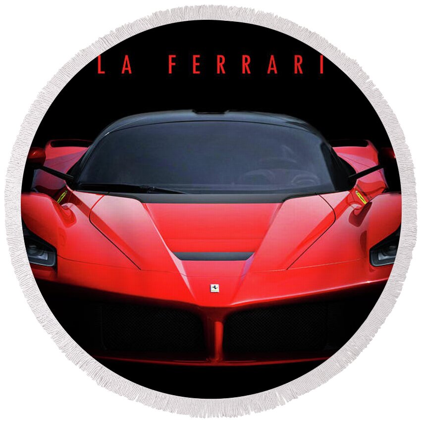 Ferrari Round Beach Towel featuring the digital art Ferrari LaFerrari by Airpower Art