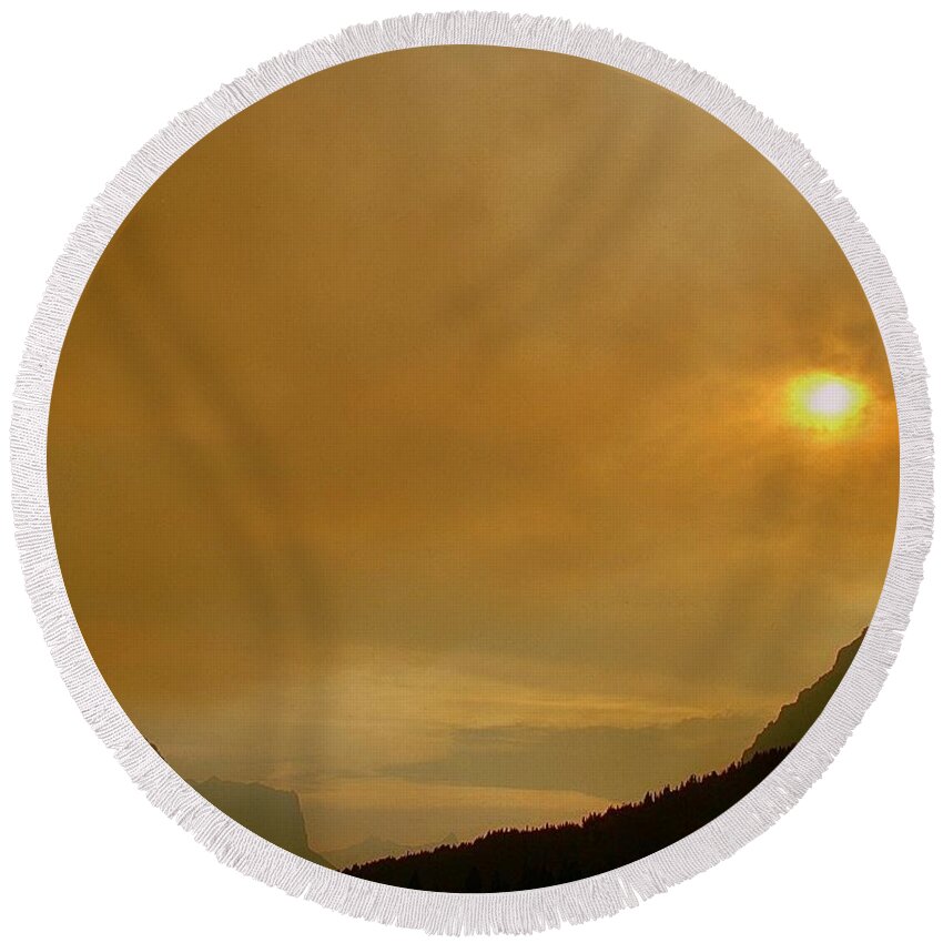 Fire Round Beach Towel featuring the photograph Fire and Sun by Tracey Vivar