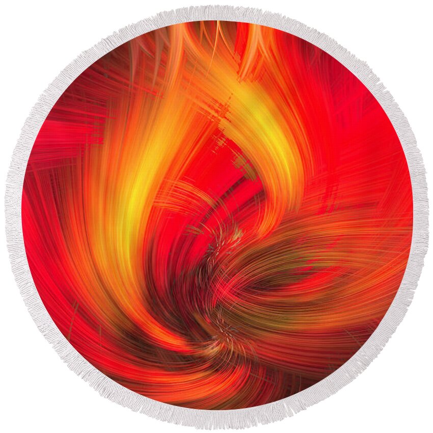 Abstract Round Beach Towel featuring the photograph Fire by Cathy Donohoue
