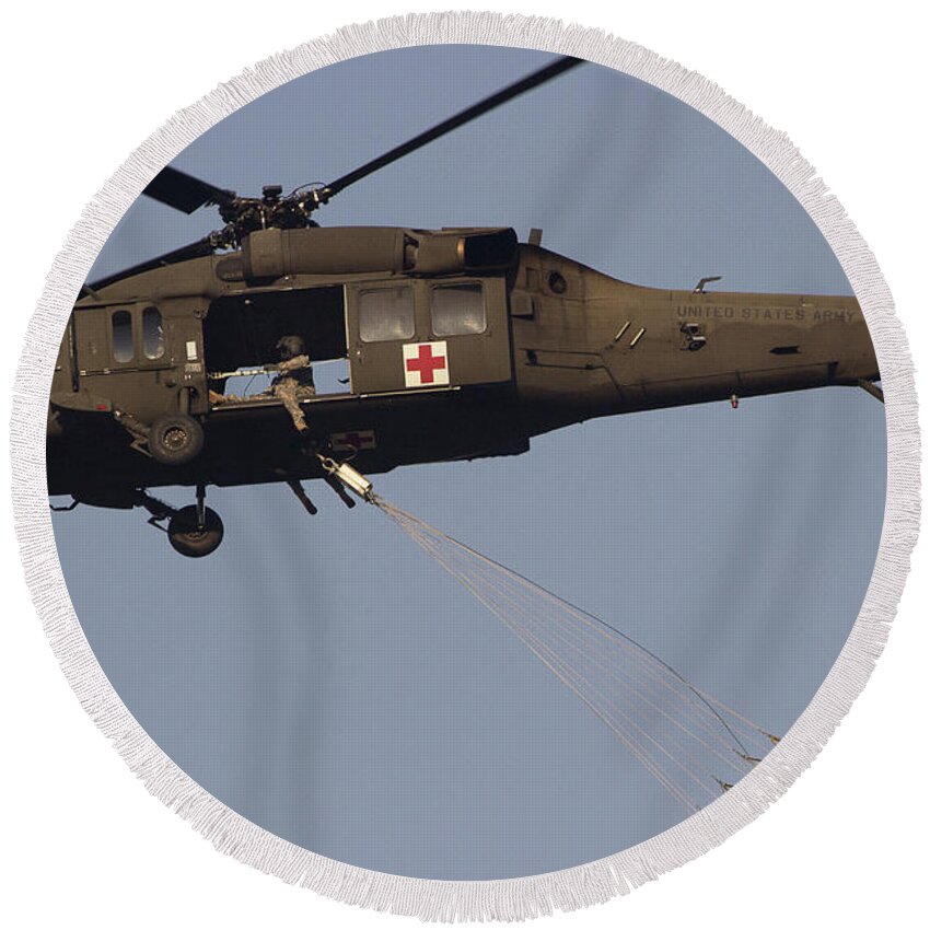 Helicopter Round Beach Towel featuring the photograph Fire Fighting by Mike Eingle