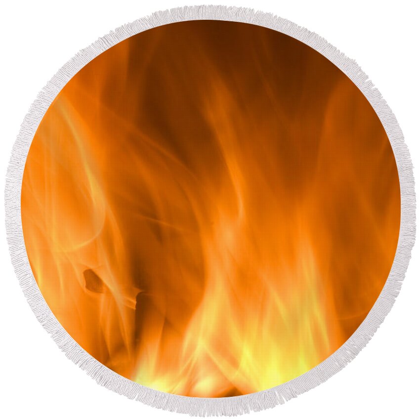 Fire Background Round Beach Towel featuring the photograph Fire flames background by Michalakis Ppalis