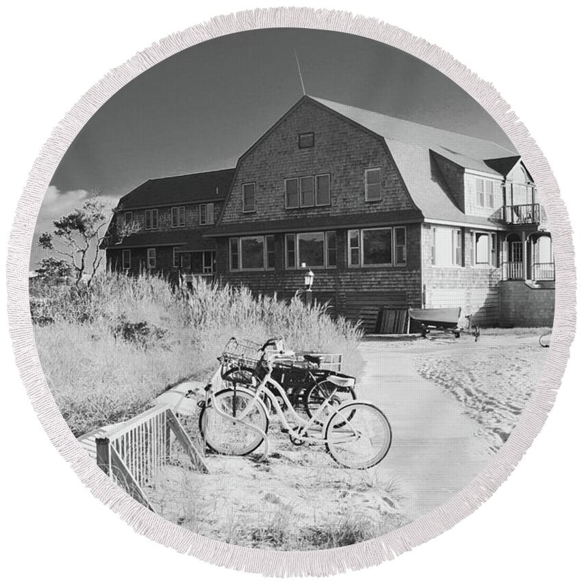 Landscape Round Beach Towel featuring the photograph Fire Island Life by Joe Burns