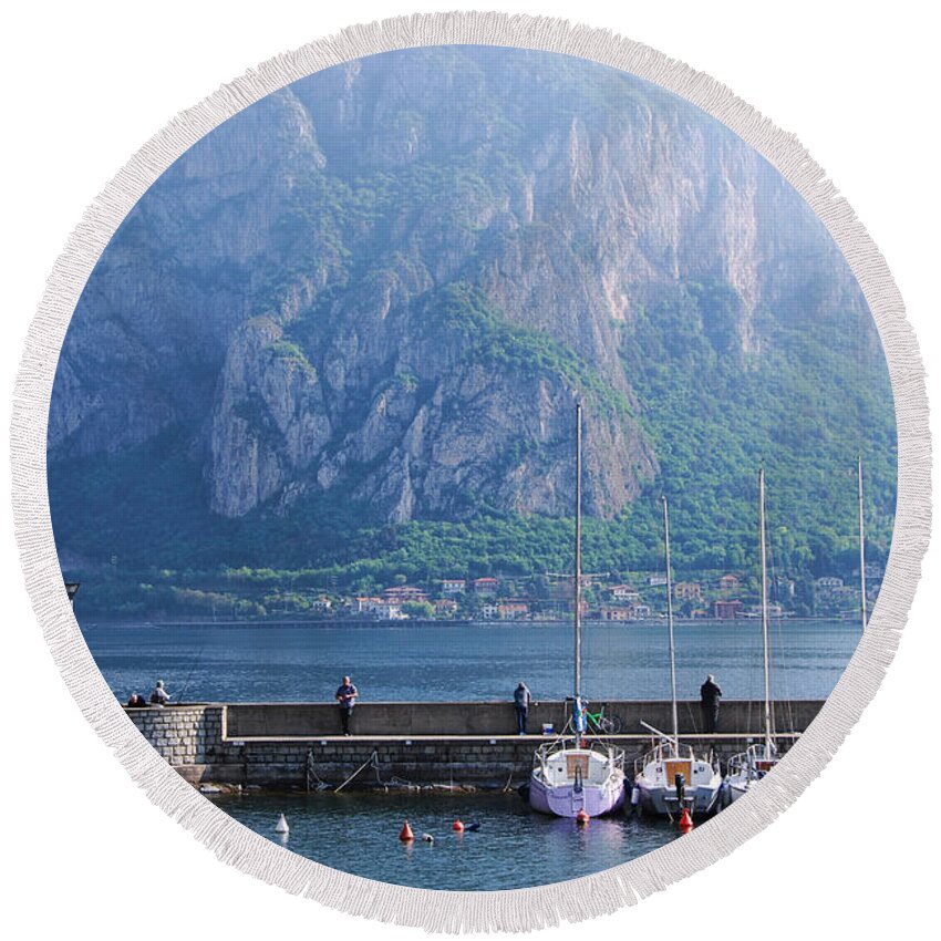 Parè Round Beach Towel featuring the photograph Fishermen by Fabio Caironi