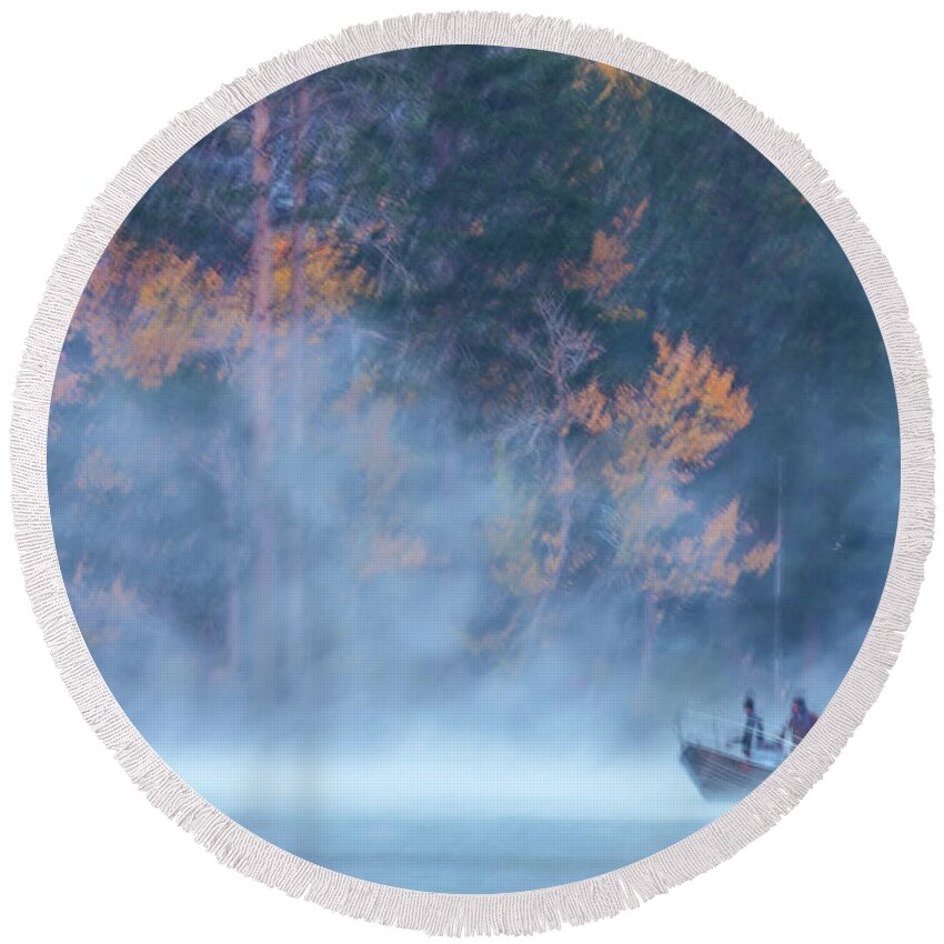 Landscape Round Beach Towel featuring the photograph Fishermen by Jonathan Nguyen