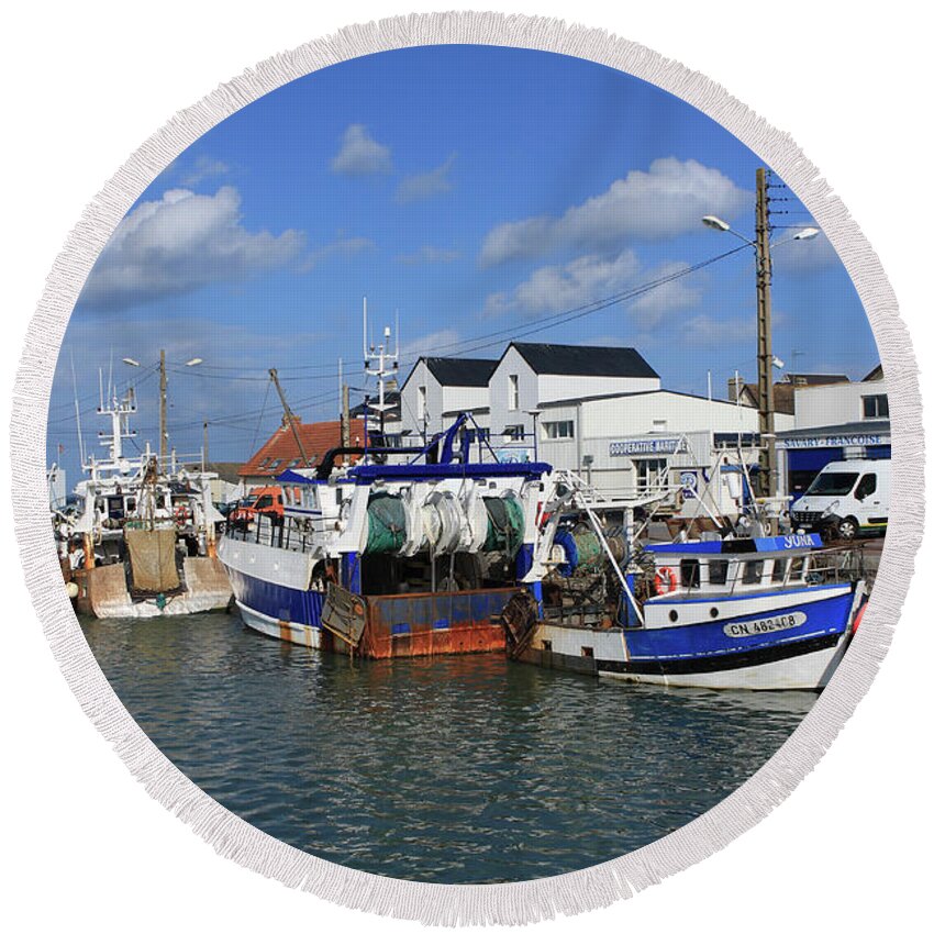 Ships Round Beach Towel featuring the photograph Fishing Boat Harbour by Aidan Moran