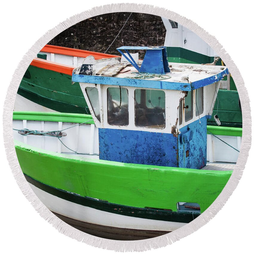 Boat Round Beach Towel featuring the photograph Fishing Boats by Geoff Smith