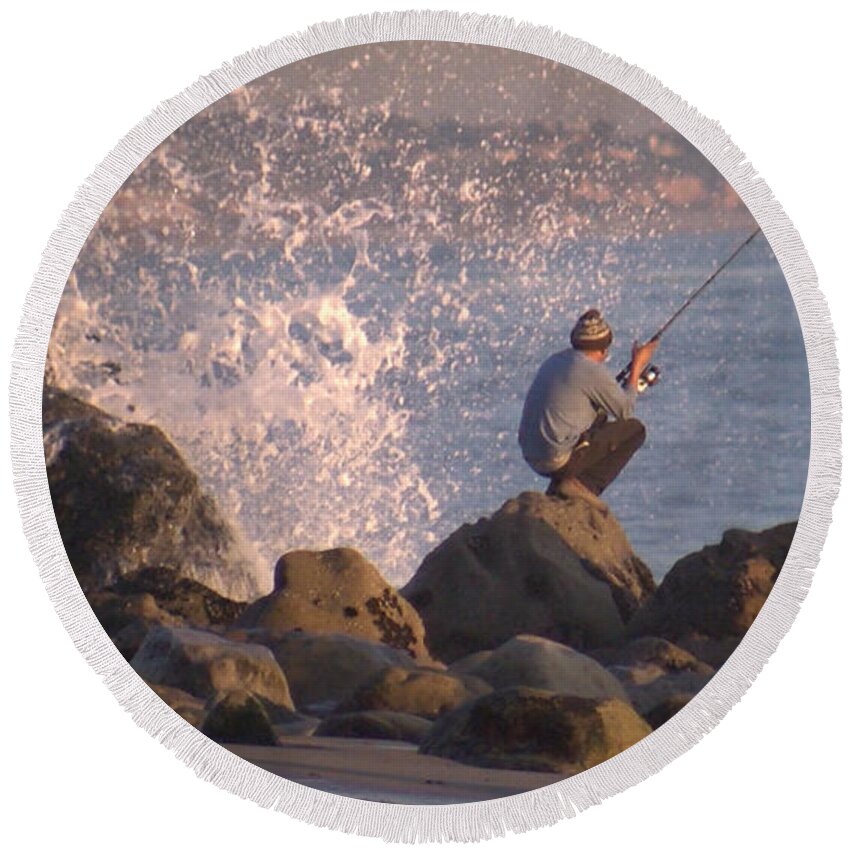 Landscape Round Beach Towel featuring the photograph Fishing by Chris Tarpening