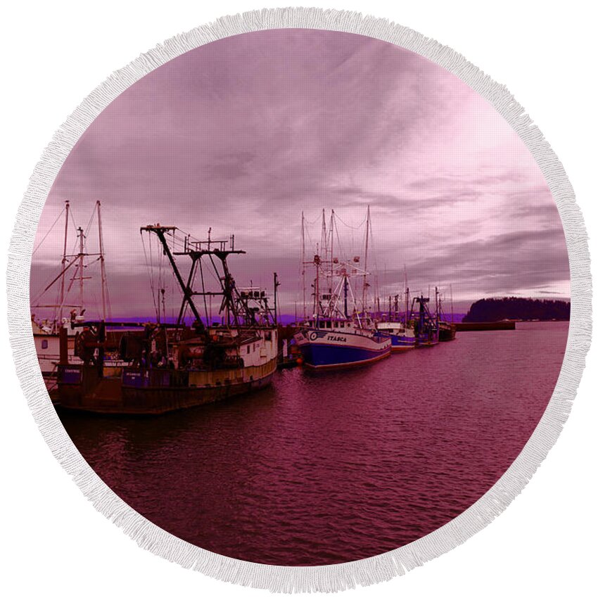 Astoria Round Beach Towel featuring the photograph Fishing fleet by Jeff Swan