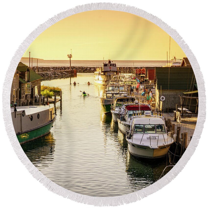America Round Beach Towel featuring the photograph Fishtown by Alexey Stiop