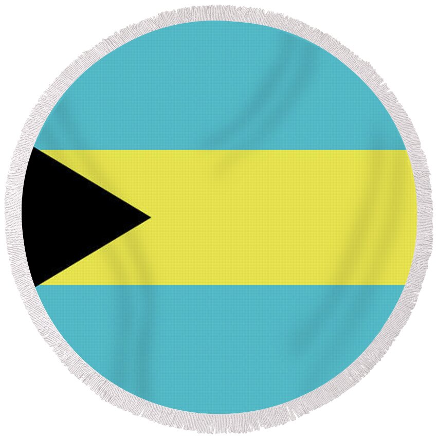 Bahamas Round Beach Towel featuring the digital art Flag of the Bahamas by Roy Pedersen