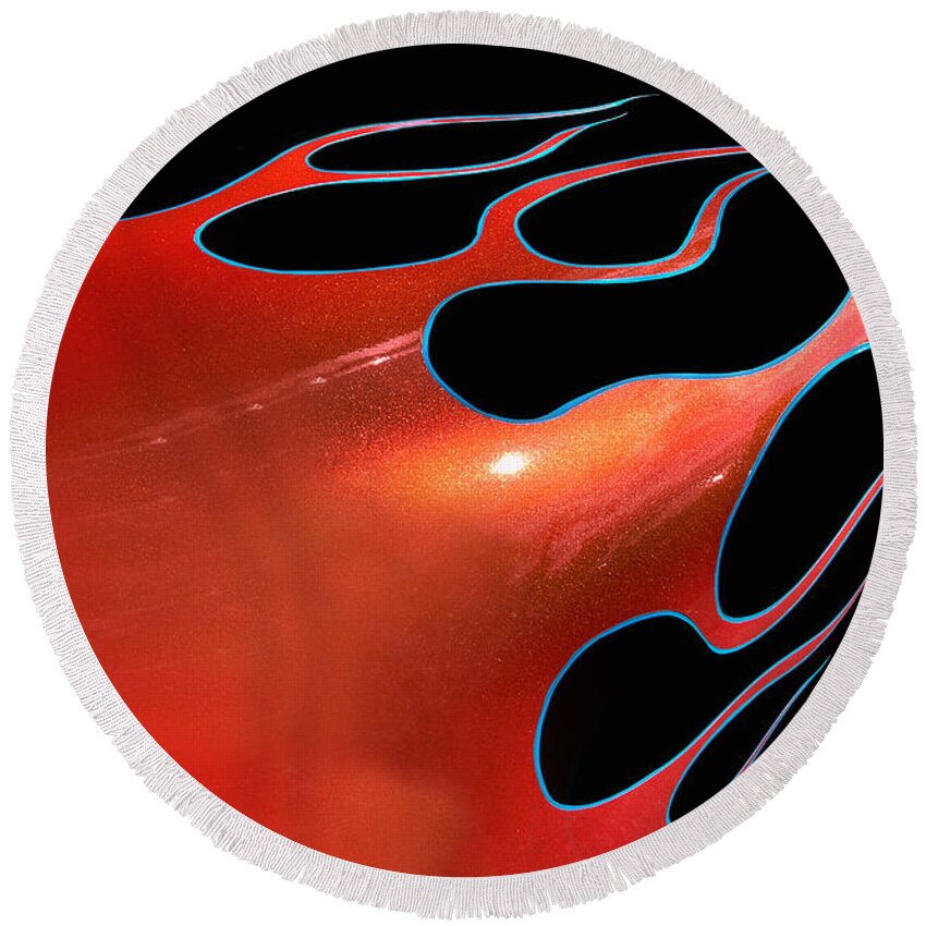 Flames Round Beach Towel featuring the photograph Flames by Arttography LLC