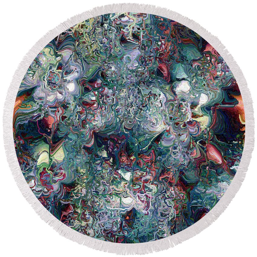 Abstract Round Beach Towel featuring the digital art Floralia by Charmaine Zoe
