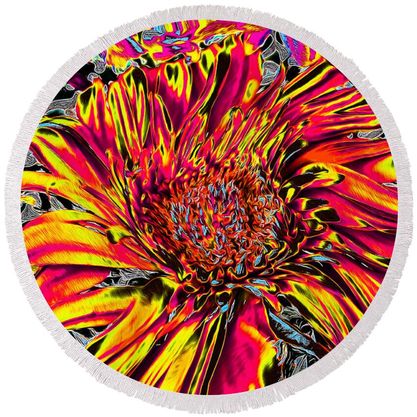 Flower Round Beach Towel featuring the photograph Flower Power II by Nina Silver