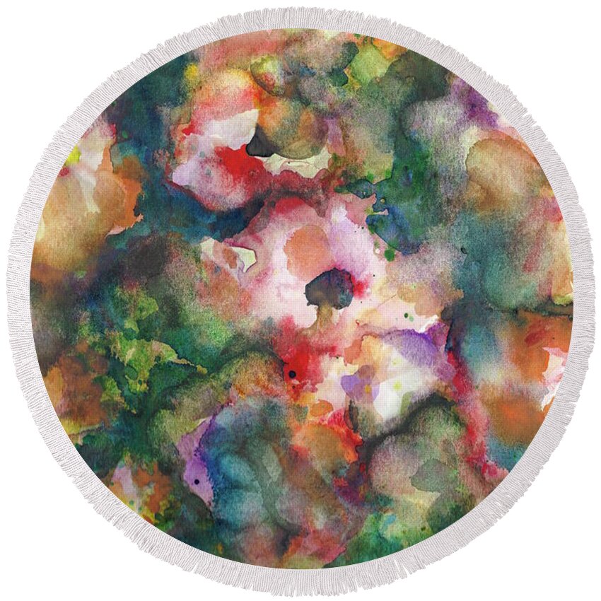 Floral Round Beach Towel featuring the painting Flower Study 2 by Francelle Theriot