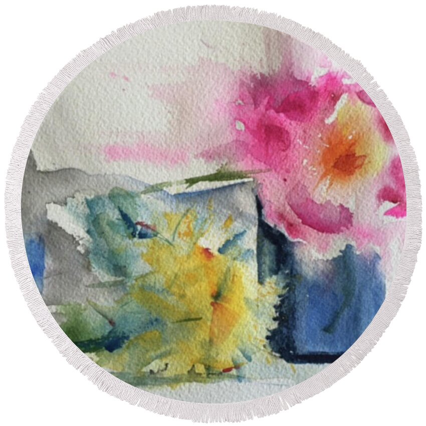 Watercolor Round Beach Towel featuring the painting Be Still by Bonny Butler